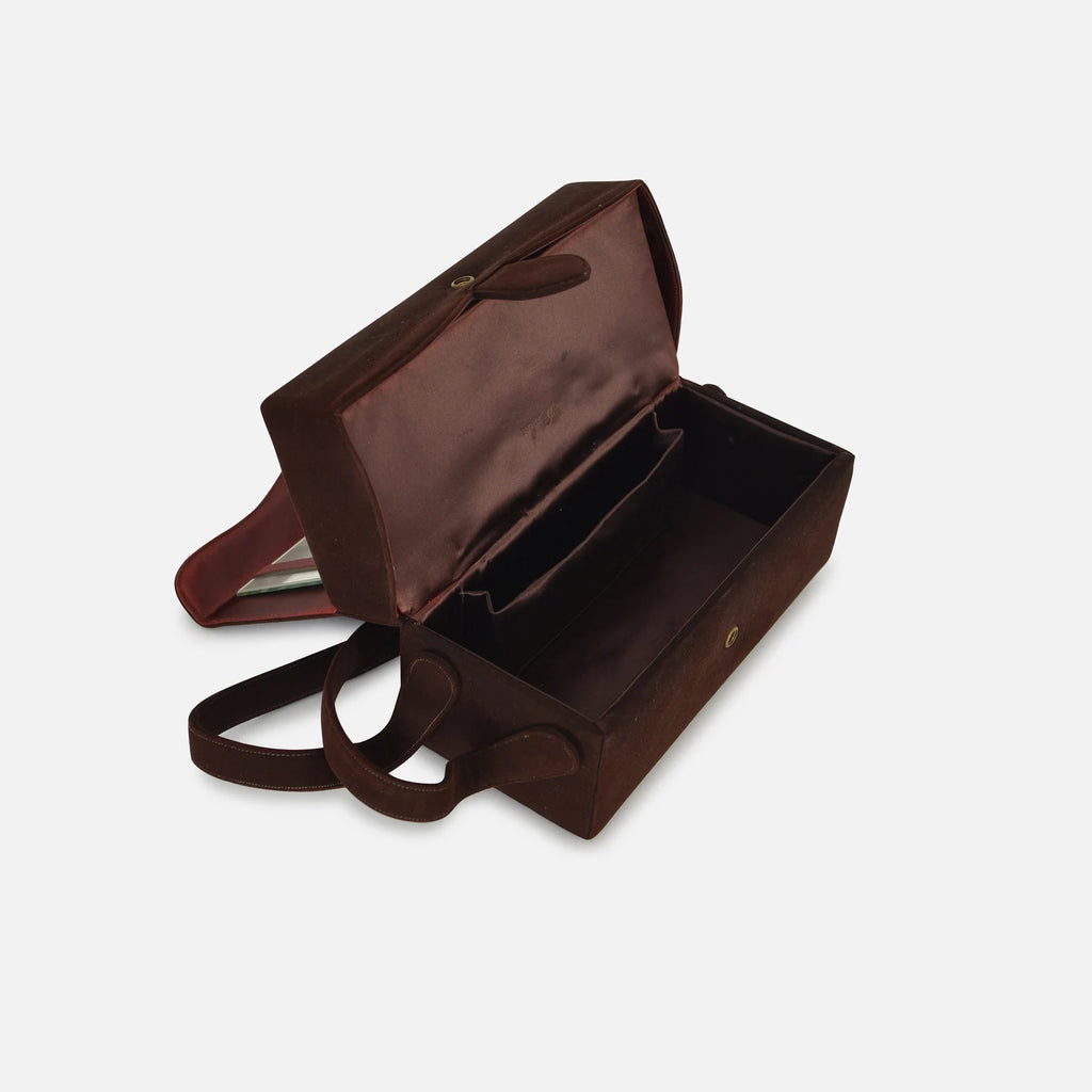 Vintage Dark Brown Suede Flap Rectangular Mini Shoulder Bag