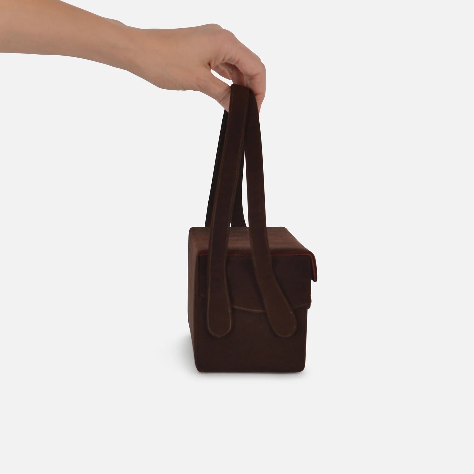 Vintage Dark Brown Suede Flap Rectangular Mini Shoulder Bag