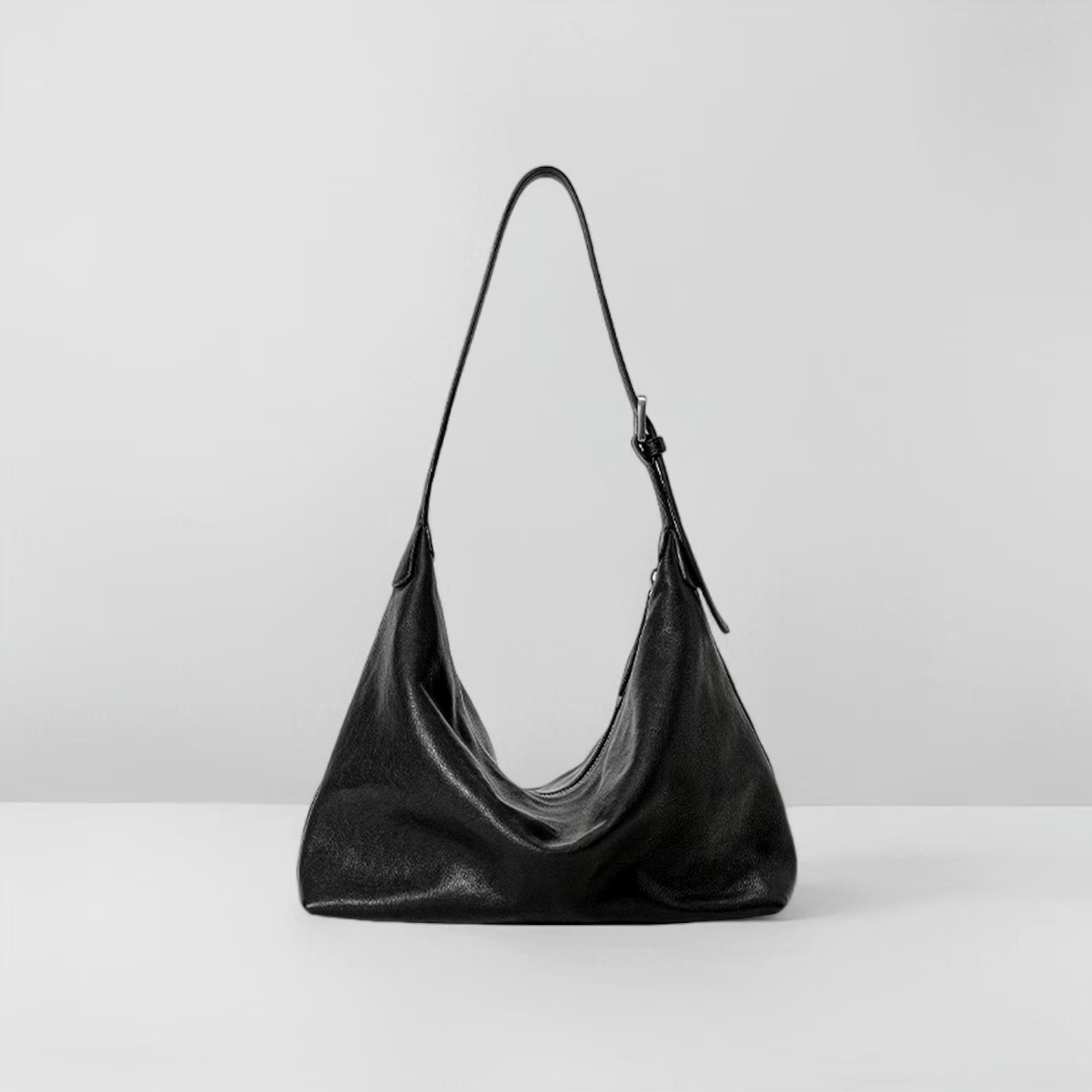 Minimalist Soft Leather Small Slouchy Shoulder Bucket Bag