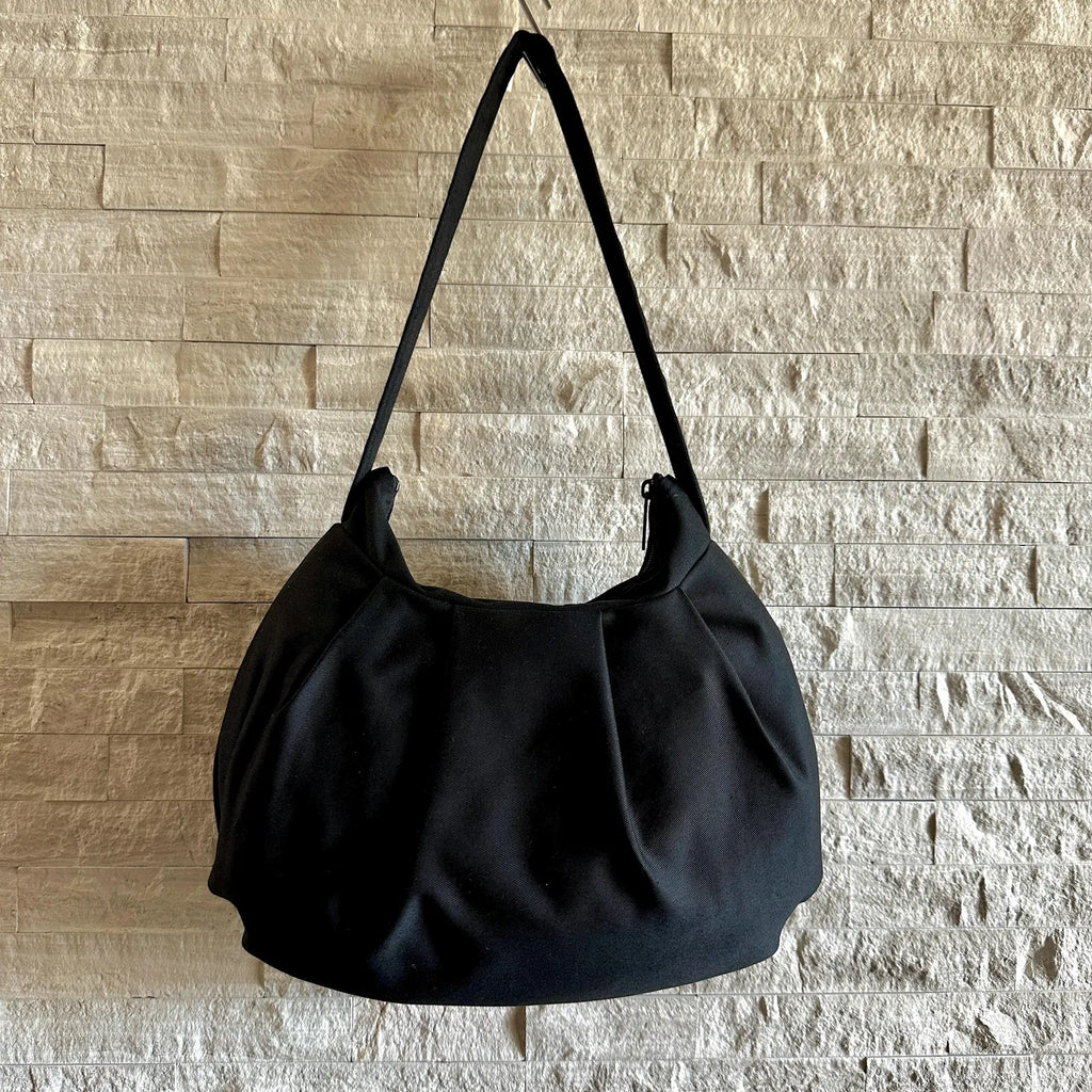 Casual Black Ruched Nylon Convertible Shoulder Crossbody Hobo Bag