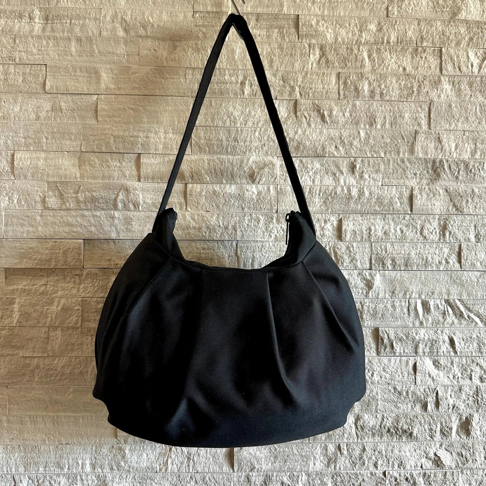 Casual Black Ruched Nylon Convertible Shoulder Crossbody Hobo Bag