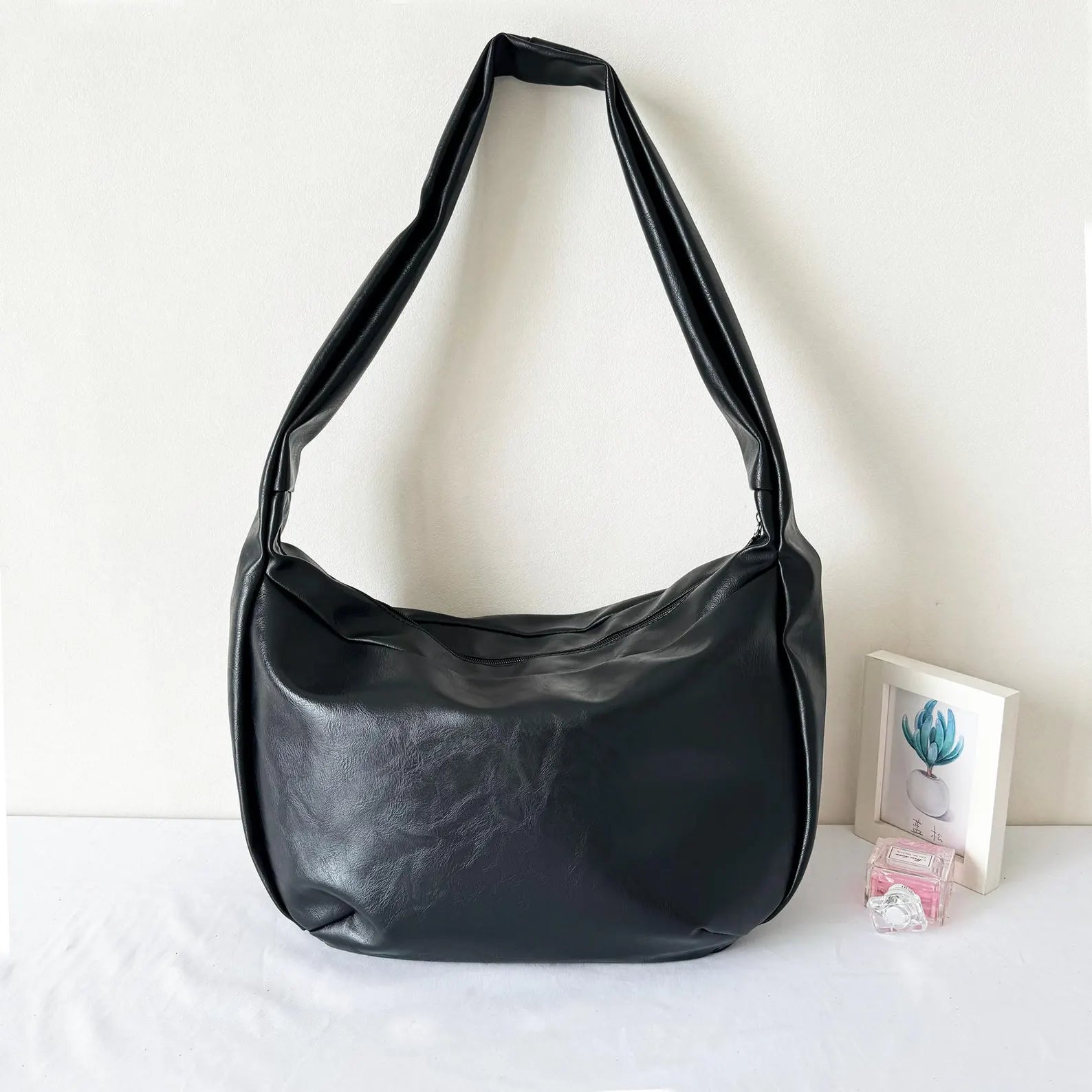 Casual Oversized Soft Leather Slouchy Crescent Shoulder Bag