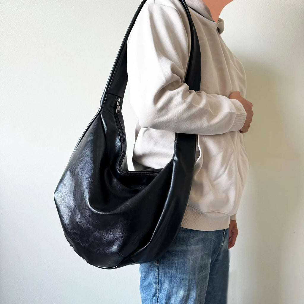 Casual Oversized Soft Leather Slouchy Crescent Shoulder Bag