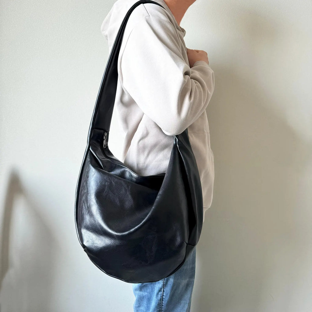 Casual Oversized Soft Leather Slouchy Crescent Shoulder Bag