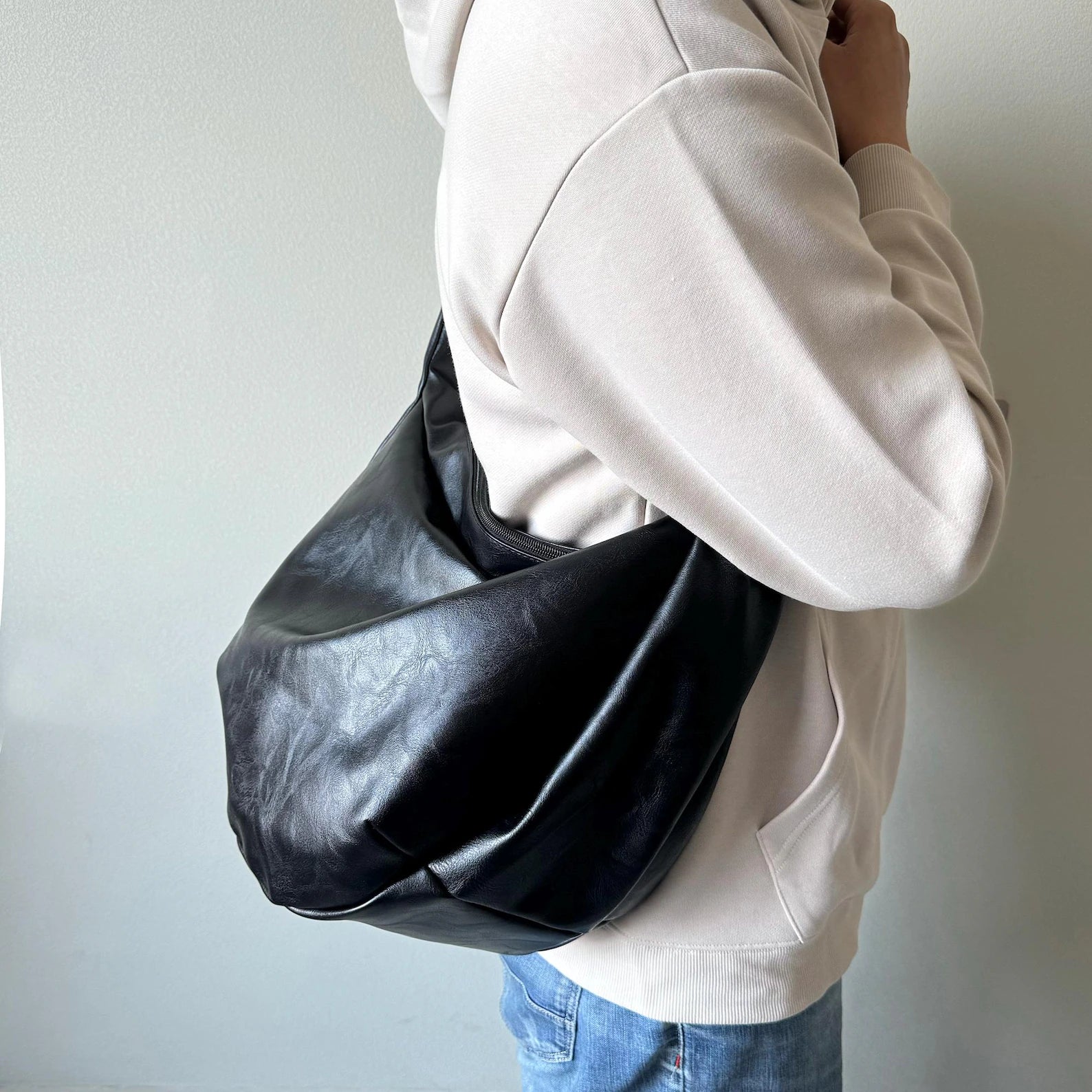 Casual Oversized Soft Leather Slouchy Crescent Shoulder Bag