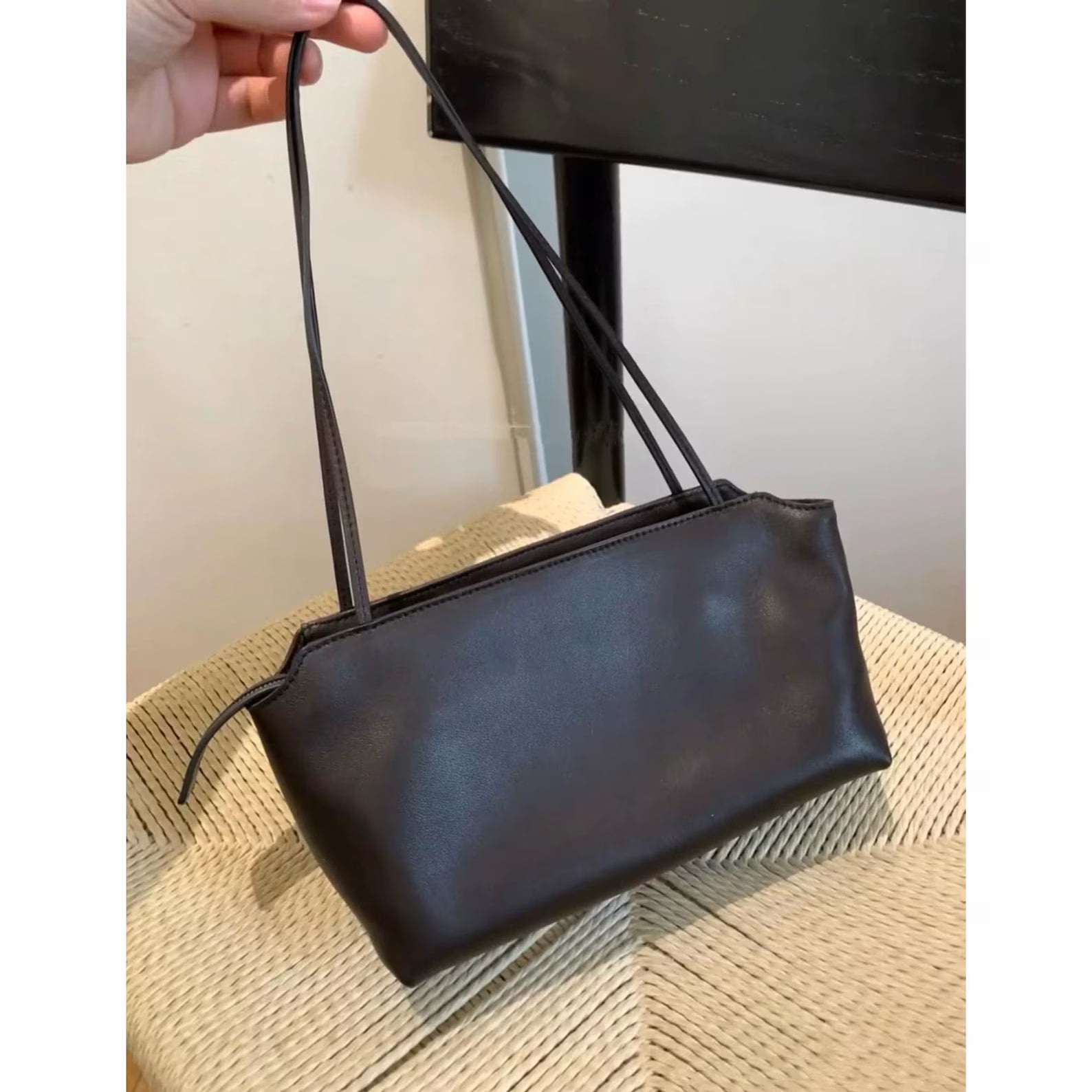 Minimalist Smooth Thin Strap Small Leather Shoulder Crossbody Bag