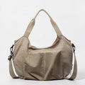 Casual Beige Multi-Pocket Nylon Convertible Shoulder Crossbody Tote Bag