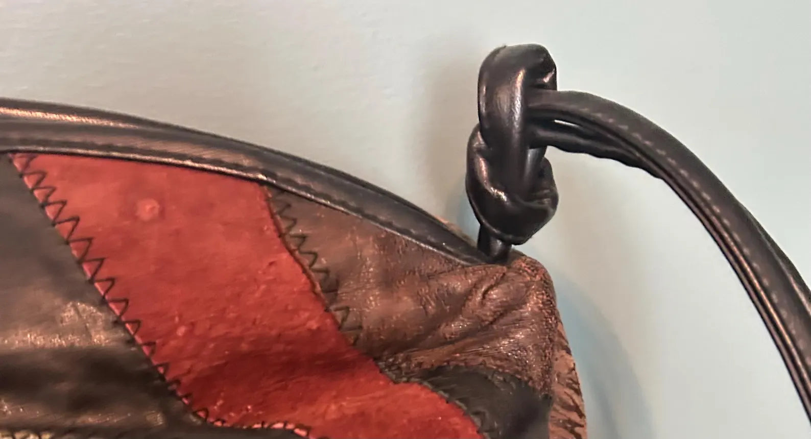 Vintage Multicolor Patchwork Leather Slouchy Large Shoulder Hobo Bag