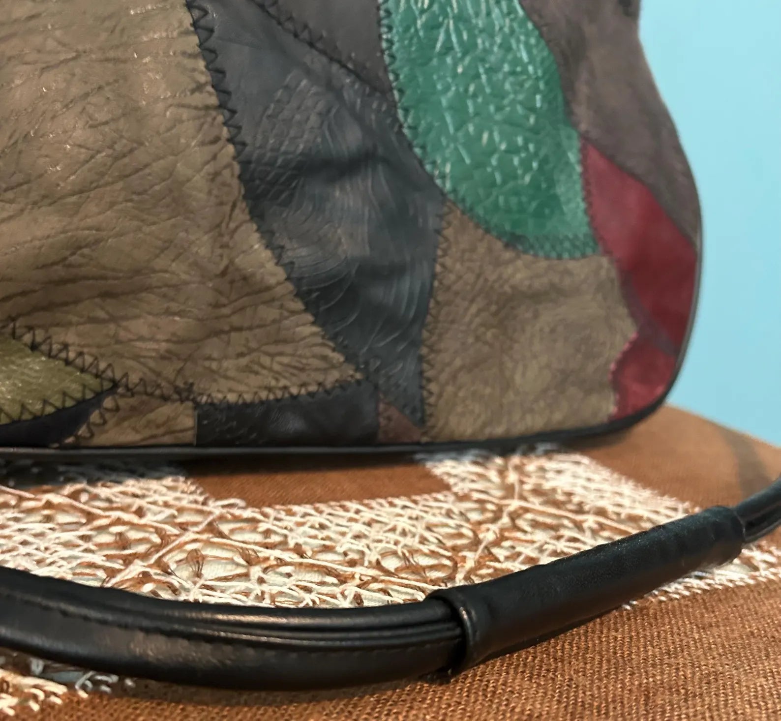 Vintage Multicolor Patchwork Leather Slouchy Large Shoulder Hobo Bag