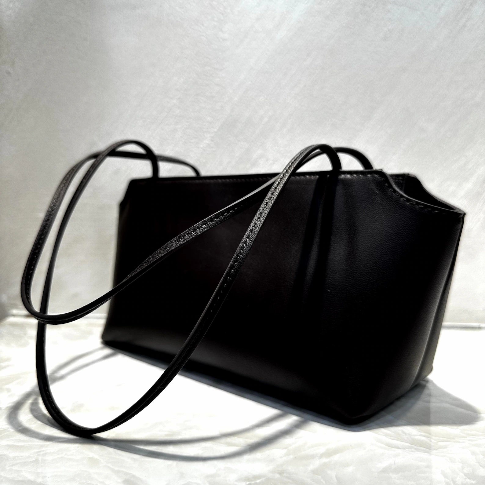 Minimalist Smooth Leather Thin Strap Small Shoulder Tote Bag