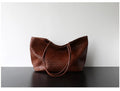 Minimalist Hand Woven Soft Sheepskin Leather Shoulder Crossbody Tote Bag