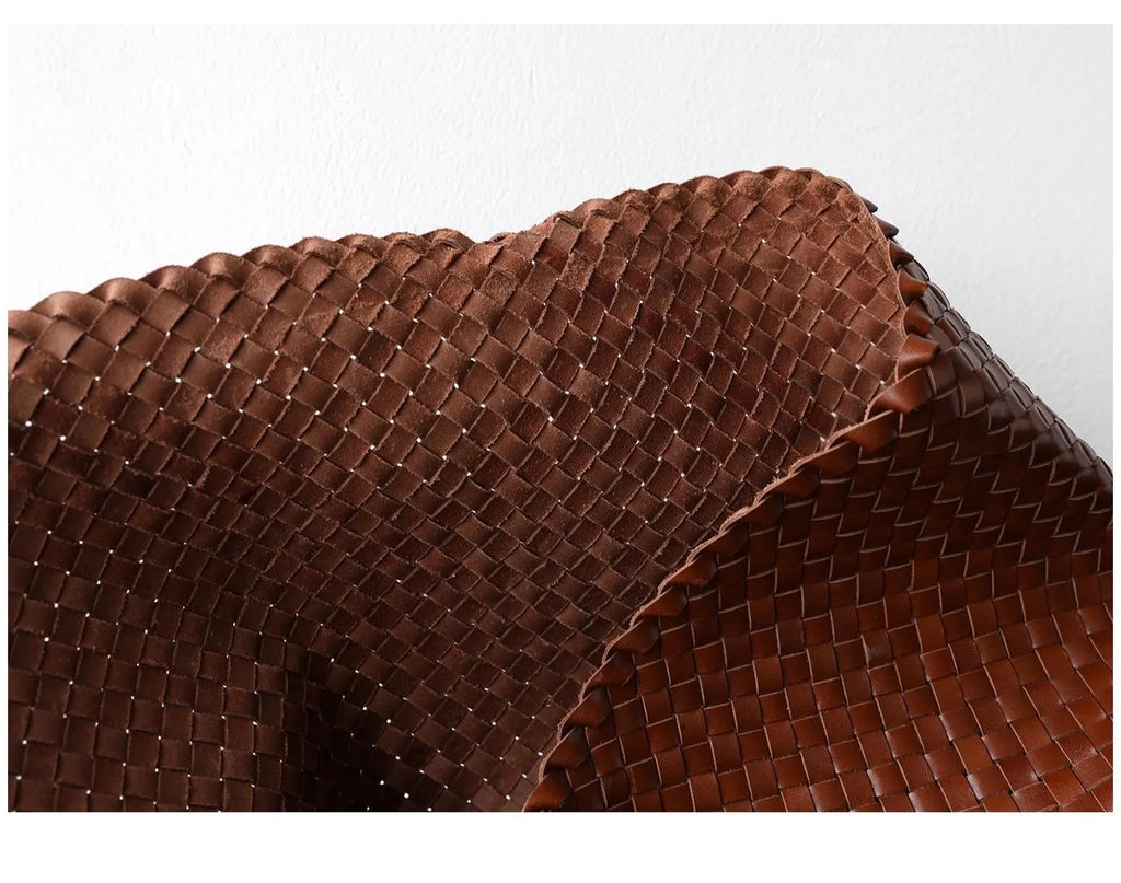 Minimalist Hand Woven Soft Sheepskin Leather Shoulder Crossbody Tote Bag