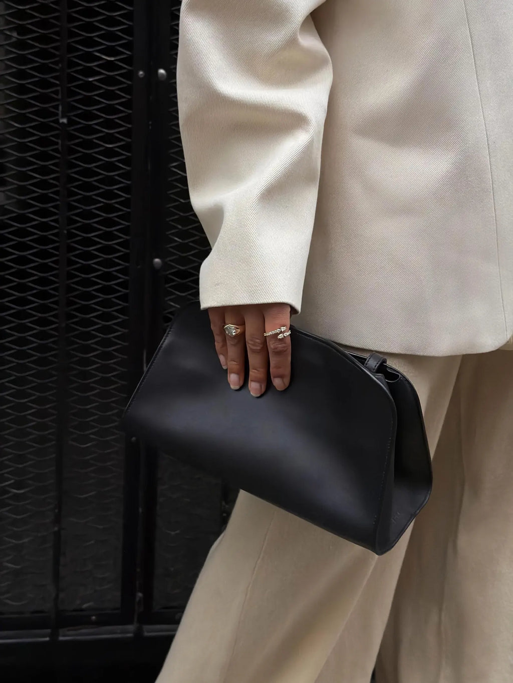 Minimalist Smooth Leather Convertible Clutch Shoulder Bag