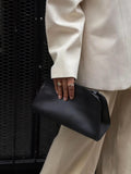 Minimalist Smooth Leather Convertible Clutch Shoulder Bag